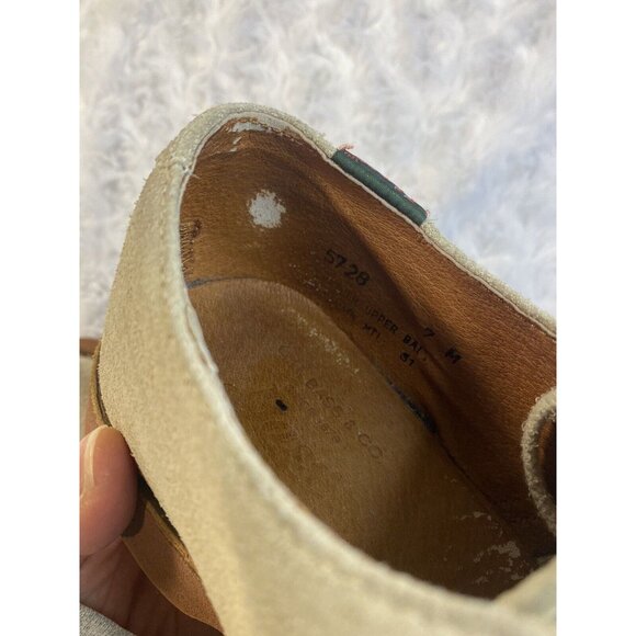 VTG GH Bass Women's Size 7 M Light Tan Suede Leather Lace Up Oxfords Shoes Flaws - Picture 9 of 9